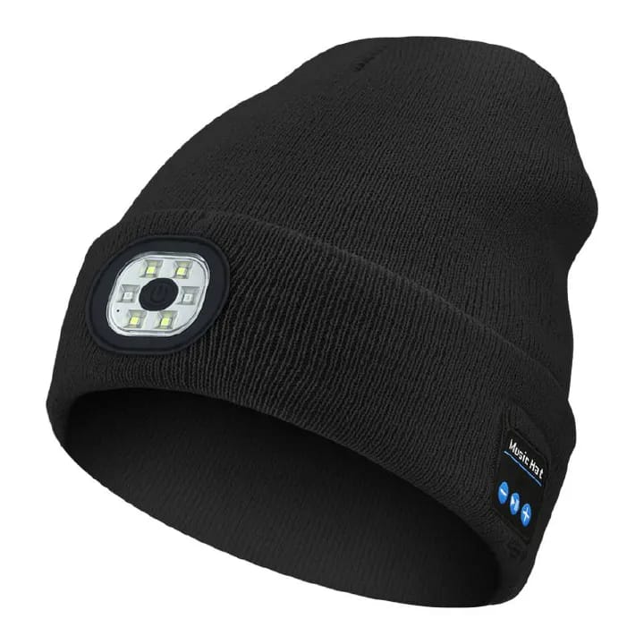 Bluetooth unisex Beanie Hats, Hand Free Wireless Headphone, led headlamp, 22hrs playtime, strong bas and clear calls, washable bluetooth hat. fast charge