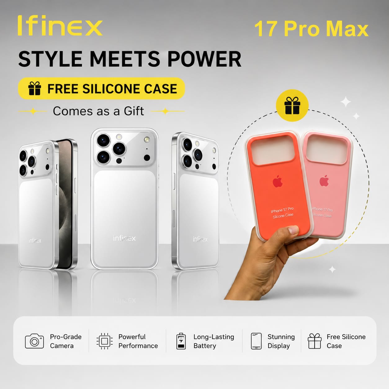 LIMITED OFFER!, NEW ARRIVALS Ifinex 17 PRO MAX 64GB ROM+4GB RAM, BATTERY 5000MAH SCREEN 6.6’’ HD+INCELL ,WITH AN IPHONE COVER GIFT, FACE UNLOCK ANDROID 13 4G NETWORK SMART PHONES CAMERA 8MP + 13MP