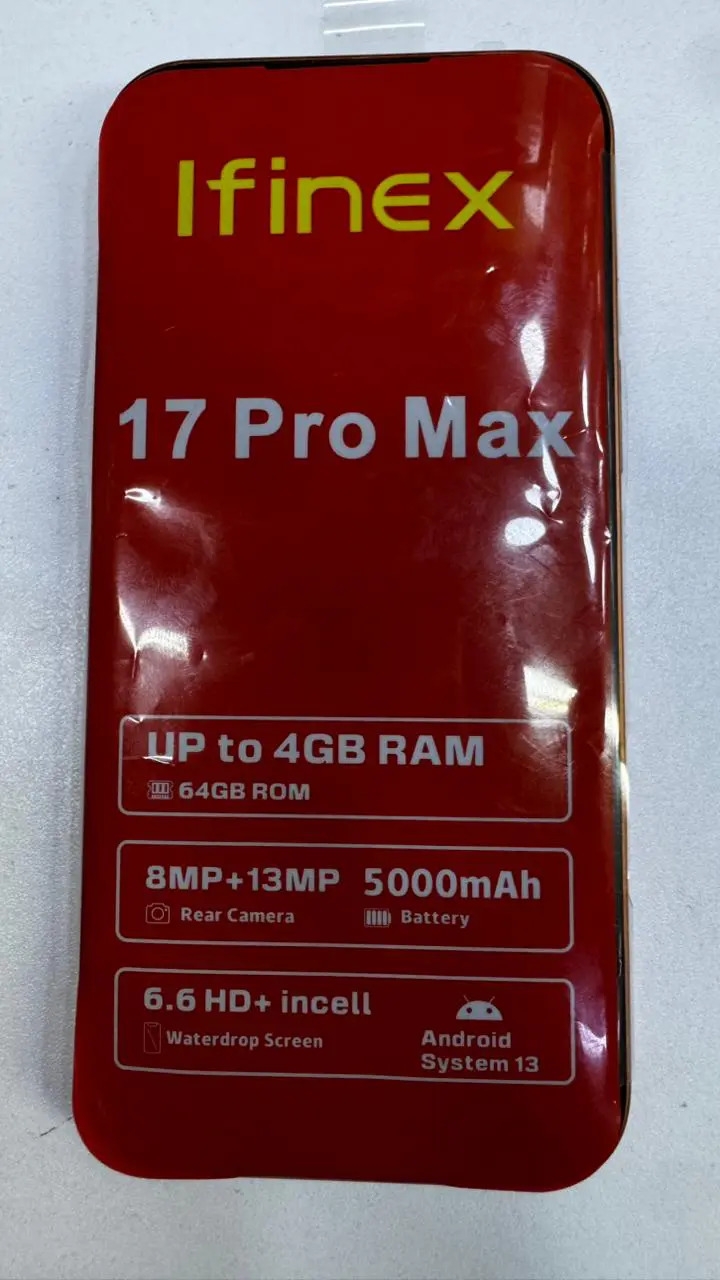 LIMITED OFFER!, NEW ARRIVALS Ifinex 17 PRO MAX 64GB ROM+4GB RAM, BATTERY 5000MAH SCREEN 6.6’’ HD+INCELL ,WITH AN IPHONE COVER GIFT, FACE UNLOCK ANDROID 13 4G NETWORK SMART PHONES CAMERA 8MP + 13MP