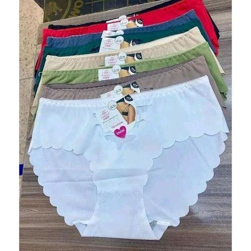 Aztas Underwear SXCHEN 6Packs Women's Clothing Non-trace Panties Ice Silk Seamless Girls' Underwear Solid Color Breathable Large Size Middle And Low Waist One Piece Ladies Briefs Bottom Panties Mom Gi