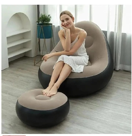 Inflatable Lazy Sofa with foot step comes with free pump Optional Spherical Outdoor Inflatable Sofa PVC Plush Football Sofa Lazy Lounge Chair