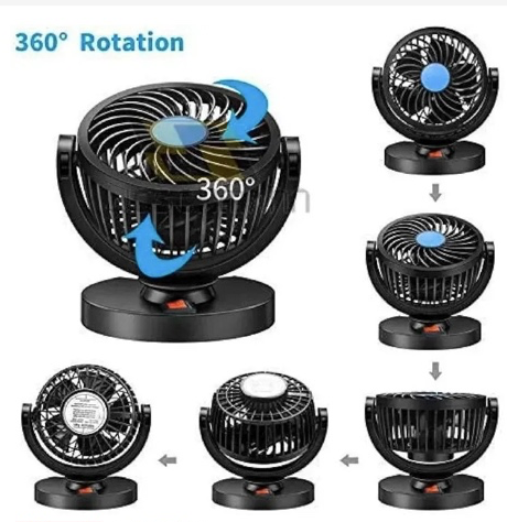 12V DC Electric Car Single Head Fan – 360 Degree Rotatable Dashboard Air Fan with Adjustable Powerful Cooling, Compact Car Auto Climate Cooler