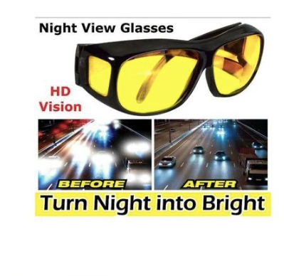 HD Night Vision Driving Glasses, Anti-Glare Wraparound Fit-Over Eyewear with Yellow Polarized Lenses, UV400 Protection for Men and Women