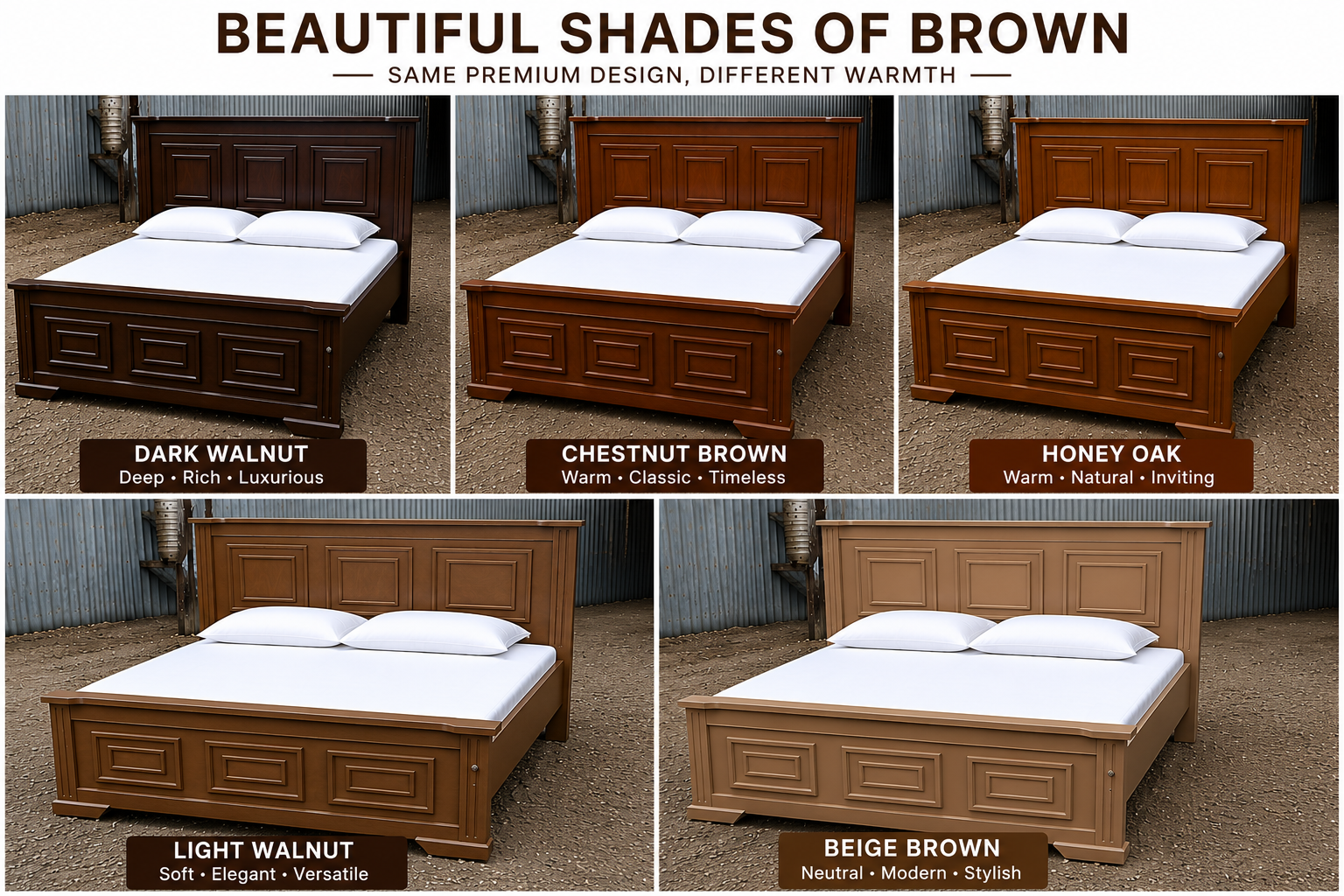 BIGGEST OFFER SALE!!! Modern Luxury Wooden Panel Bed Frame | Premium Strong Bedroom Bed | Queen & King Size | White, Walnut Brown, Black, Grey, Navy Blue & Cream | 4×6, 5×6 & 6×6 ft.WITHOUT MATTRESS!