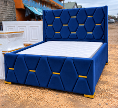 BIGGEST SALE OFFER!!!Luxury Upholstered Chester Bed with Gold Accents – Modern Tufted Velvet Bed Frame with Headboard & Footboard| Grey, Black, Beige, Brown, Green & Blue without bedding NO MATTRESS!!