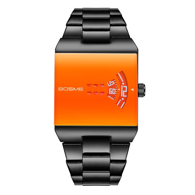 BOSME 2026 New Arrival Men's Square Gradient Dial Quartz Watch Stainless Steel Band Trendy Unique Business Casual Versatile Daily Wristwatch