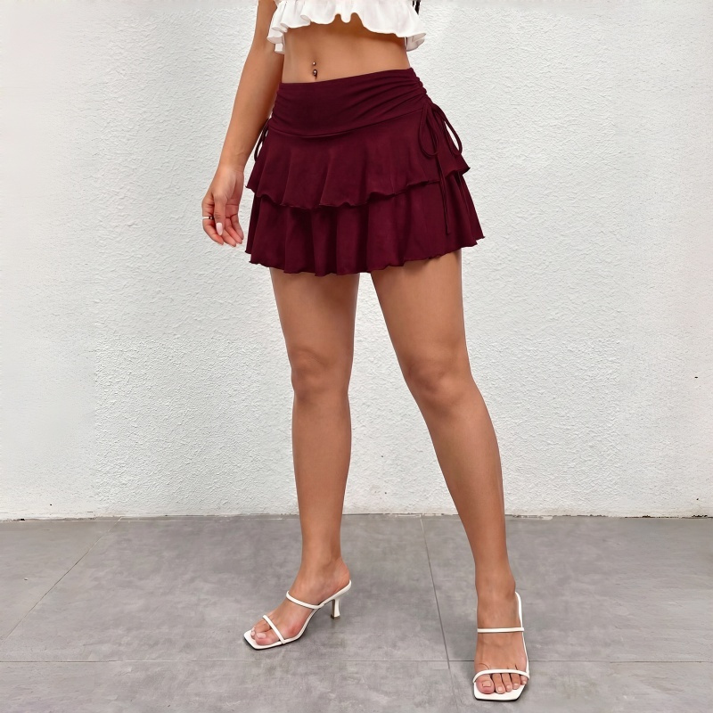 New Arrival Women's High Waist Drawstring Tiered Cake Mini Skirt Versatile Sports Yoga Skirt Lightweight Summer Casual Ladies Half Skirt for Daily Workout