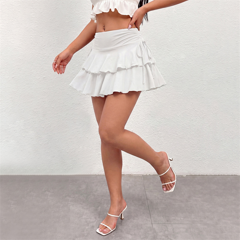 New Arrival Women's High Waist Drawstring Tiered Cake Mini Skirt Versatile Sports Yoga Skirt Lightweight Summer Casual Ladies Half Skirt for Daily Workout