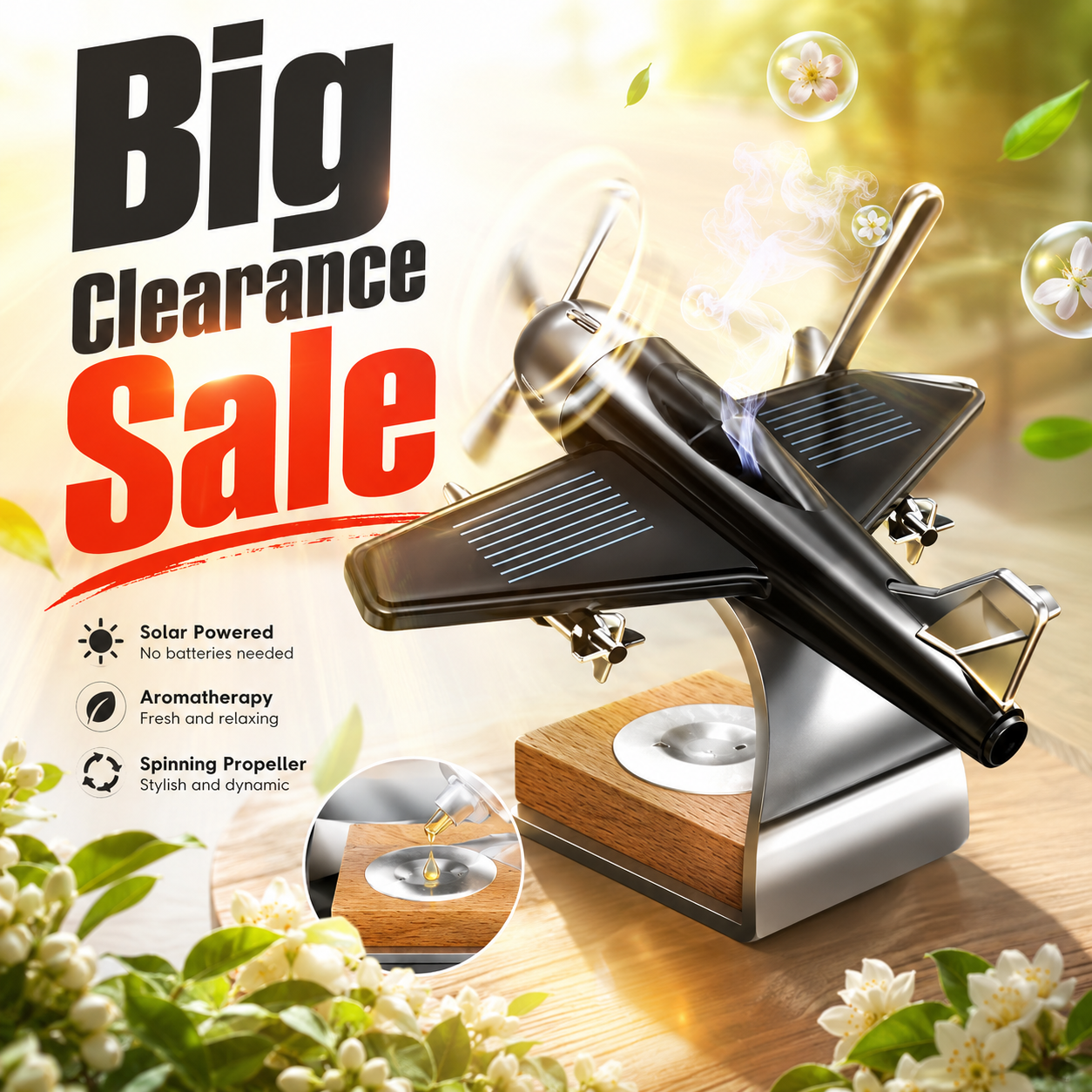Helicopter Car Air, Alloy Solar Car Oil Diffuser Helicopter Aroma Diffuser for Vent Perfume Automotive Decoration Home Office