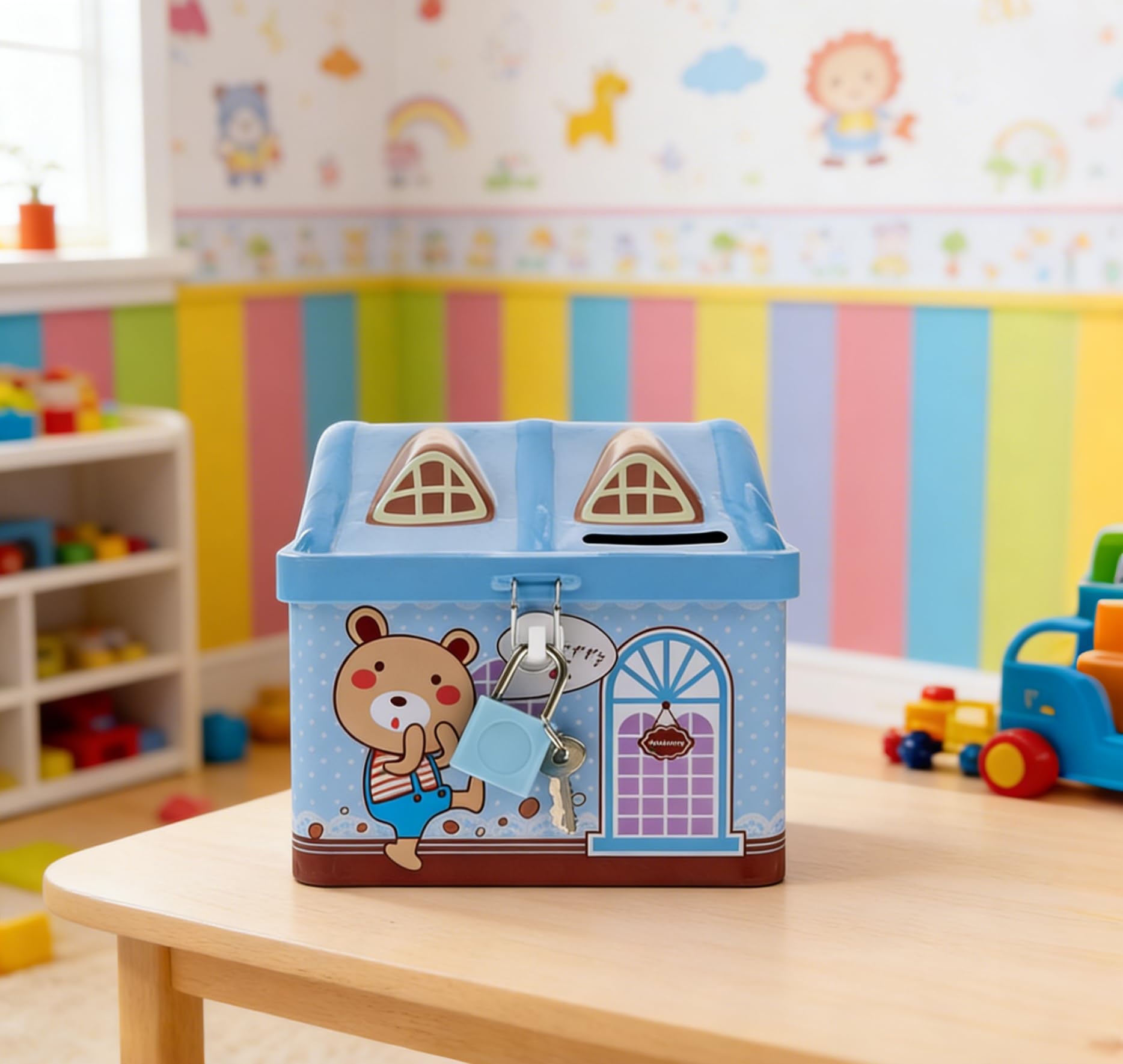 Piggy Bank,decorative piggy bank Car Piggy Bank Cute Car Saving Pot Coin Bank Saving Coin Box With Lock Tinplate Metal Money Bank For Kid Gift