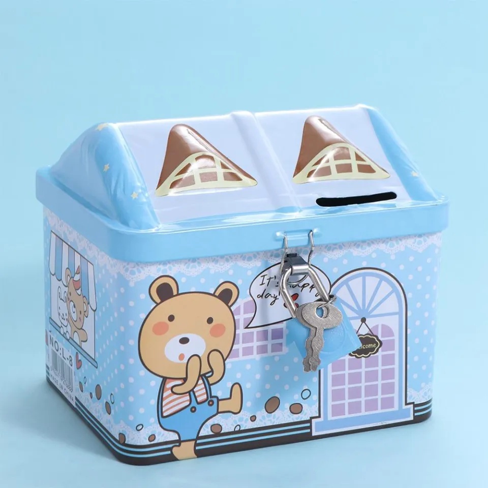 Piggy Bank,decorative piggy bank Car Piggy Bank Cute Car Saving Pot Coin Bank Saving Coin Box With Lock Tinplate Metal Money Bank For Kid Gift