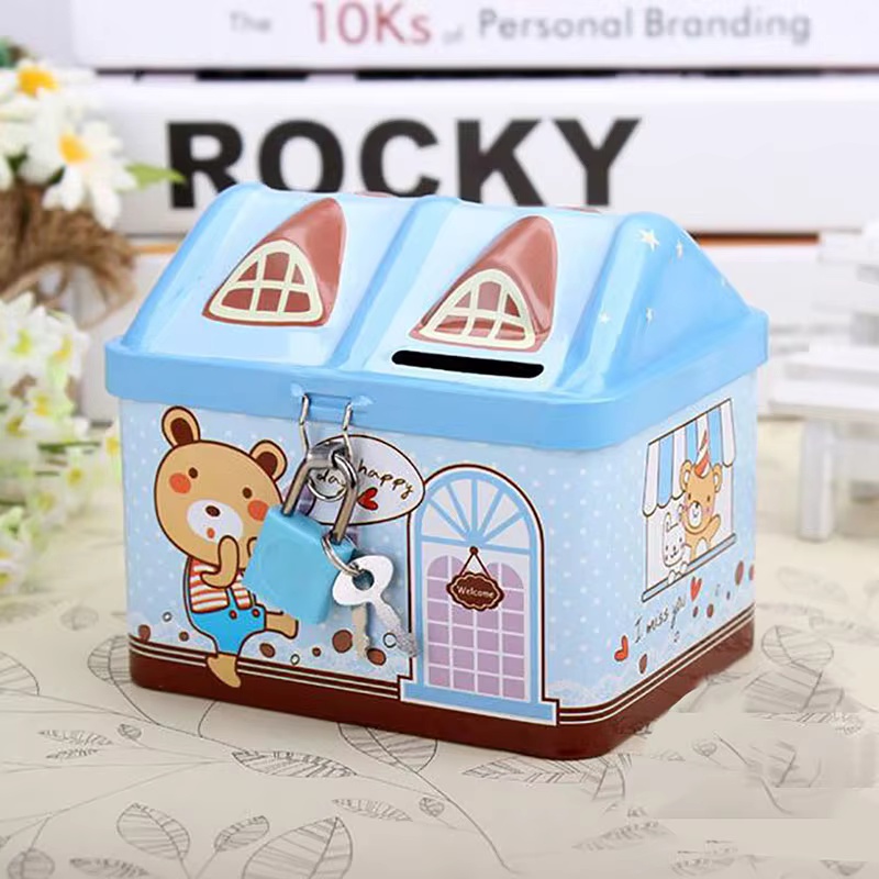 Piggy Bank,decorative piggy bank Car Piggy Bank Cute Car Saving Pot Coin Bank Saving Coin Box With Lock Tinplate Metal Money Bank For Kid Gift