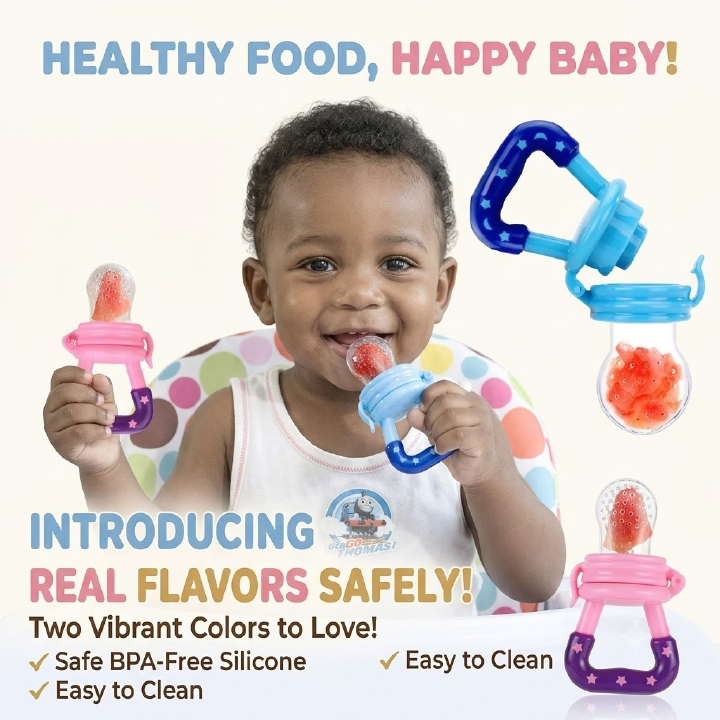 Food Feeder Baby Fruit Pacifier for Toddlers & Kids,Baby Fruit and Vegetable Star, Silicone Mesh Bag for Fruit Puree Feeding, Baby Chewing and Feeding Tableware