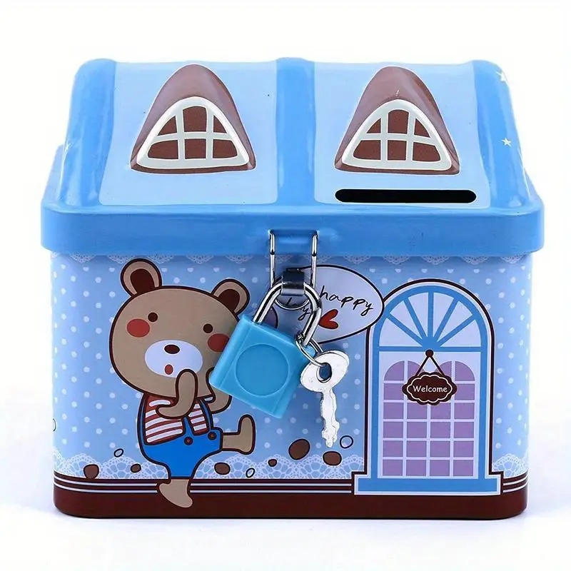 Piggy Bank,decorative piggy bank Car Piggy Bank Cute Car Saving Pot Coin Bank Saving Coin Box With Lock Tinplate Metal Money Bank For Kid Gift