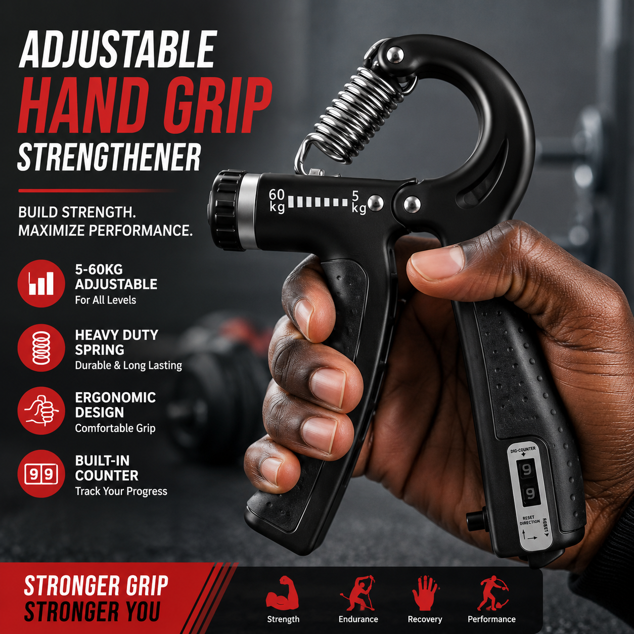 [Heavy Grip Trainer] Adjustable Heavy Grip Strengthening Handle | Forearm & Muscle Trainer, 11.02-132.28lb Resistance, Enhanced Grip Strength, Durable Plastic Construction