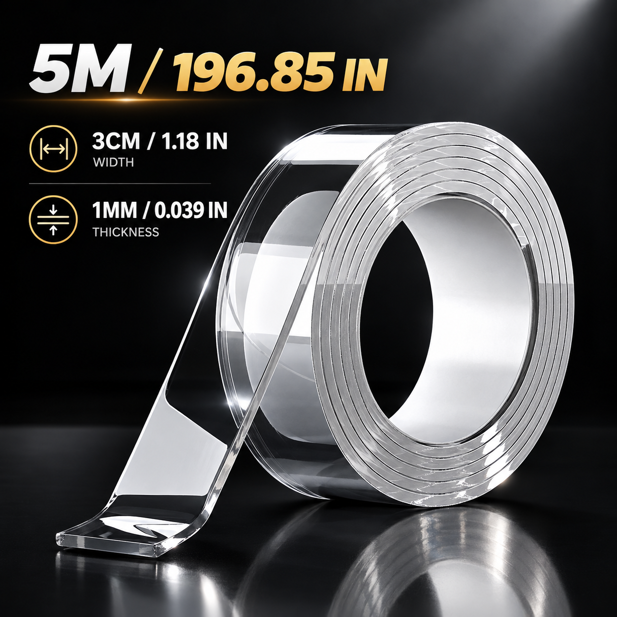 【Promotion】Heavy Duty Nano Double-Sided Tape-Reusable, Traceless And Washable-Strong Adhesive Strip, Suitable for Home, Office And Car,5Mx3cm