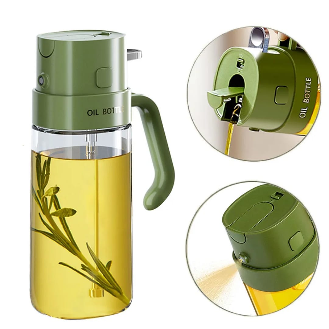 High Quality 2-in-1 550ml Oil Spray Dispenser - Leak-Proof Kitchen Bottle with Easy-Grip Handle for Oil, Vinegar, Soy Sauce, Salad Dressing, Cooking, Baking & Grilling