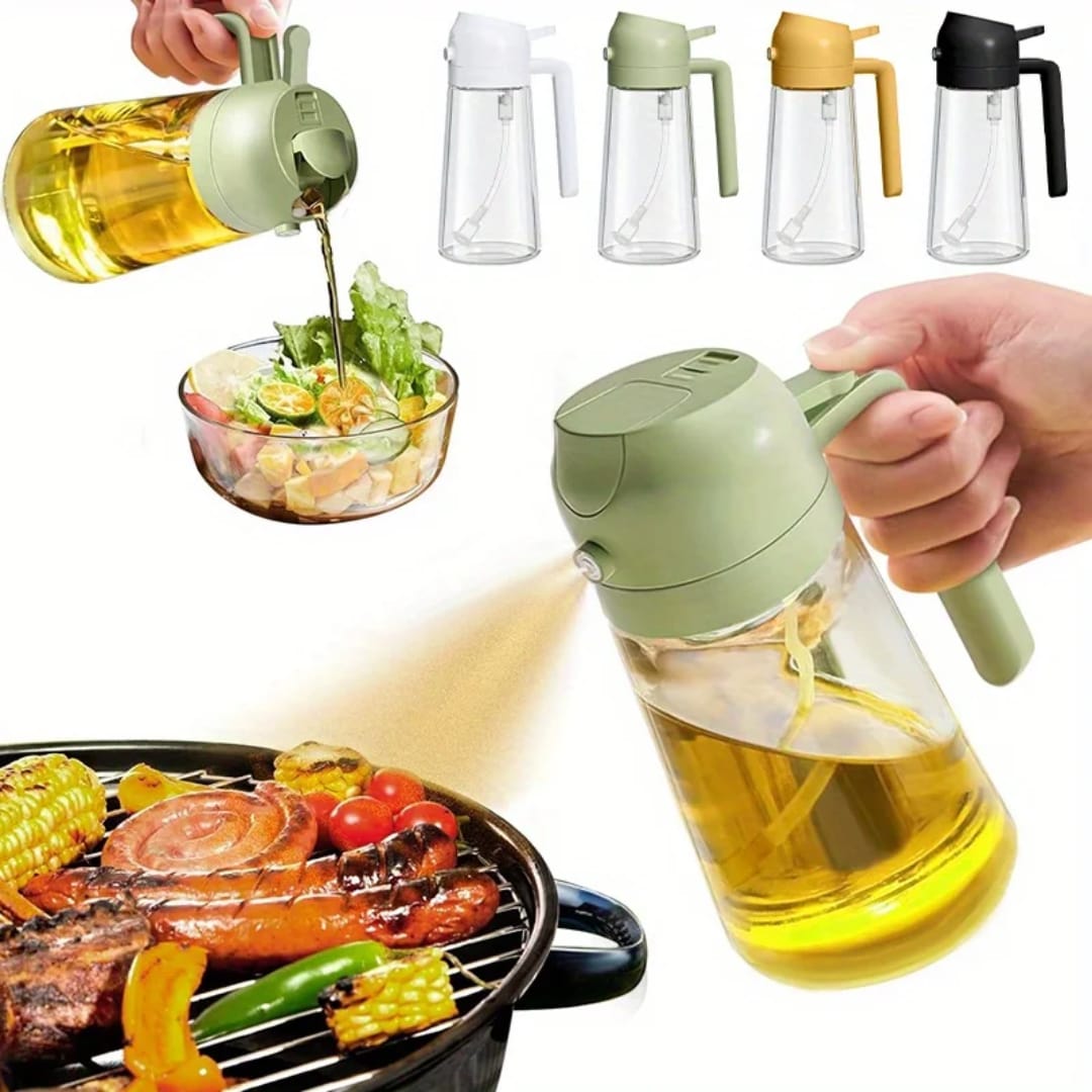 High Quality 2-in-1 600ml Oil Spray Bottle & Dispenser - Leak-Proof Kitchen Cooking Oil Sprayer for Olive Oil, Vinegar, Salad Dressing, BBQ, Baking & Controlled Food Preparation