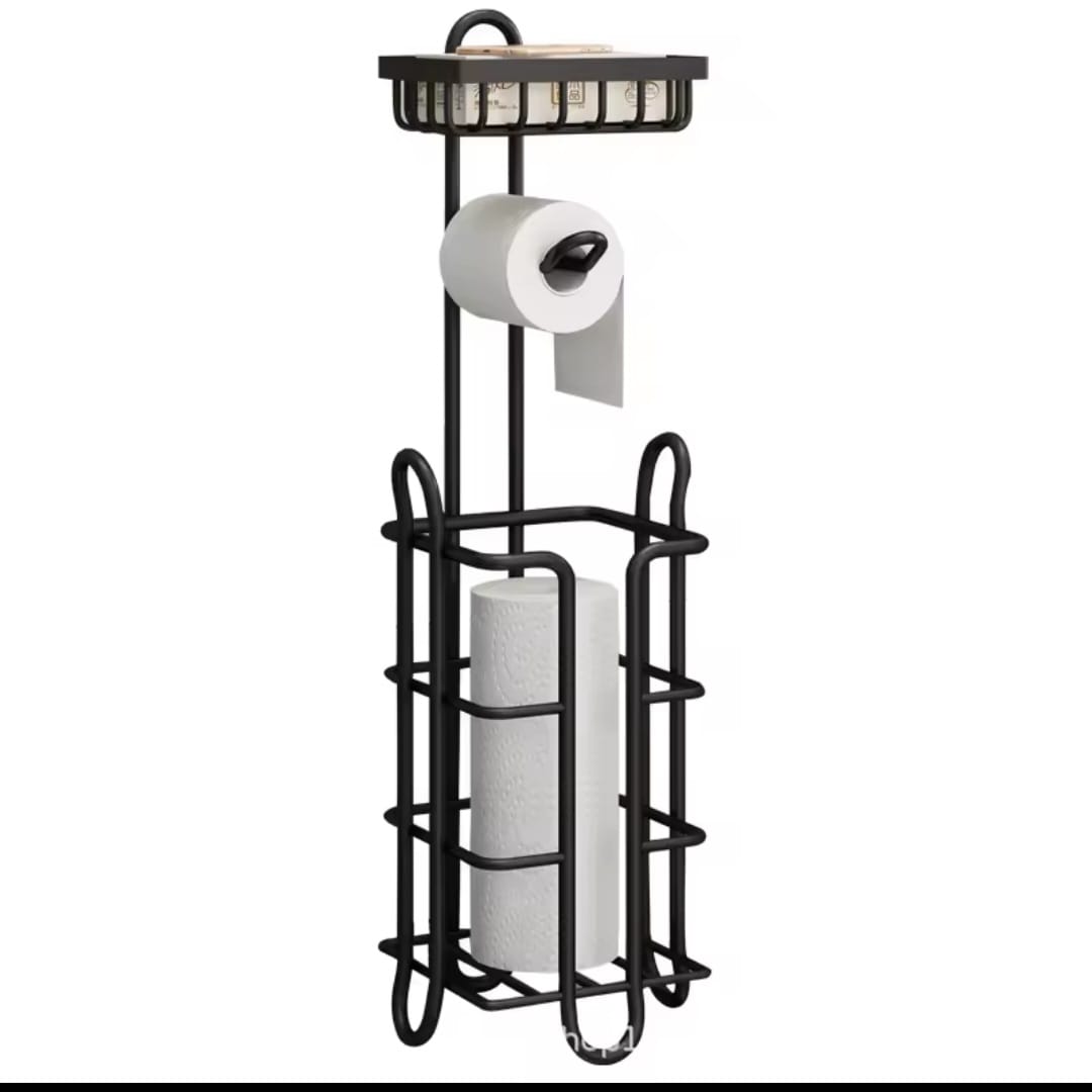 High Quality Heavy Duty Tissue Stand Holder - Carbon Steel Toilet Paper Roll Organizer with Space-Saving Freestanding Design, Rust & Scratch Resistant for Bathroom, Bedroom & Home Use