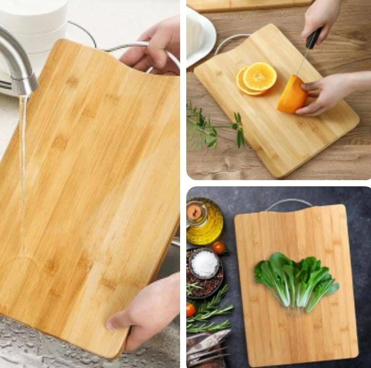 Double-Sided Bamboo Wooden Chopping Board – Reversible Kitchen Cutting Board with Durable Natural Bamboo Construction, Spacious Food Preparation Surface for Chopping, Slicing and Everyday Cooking