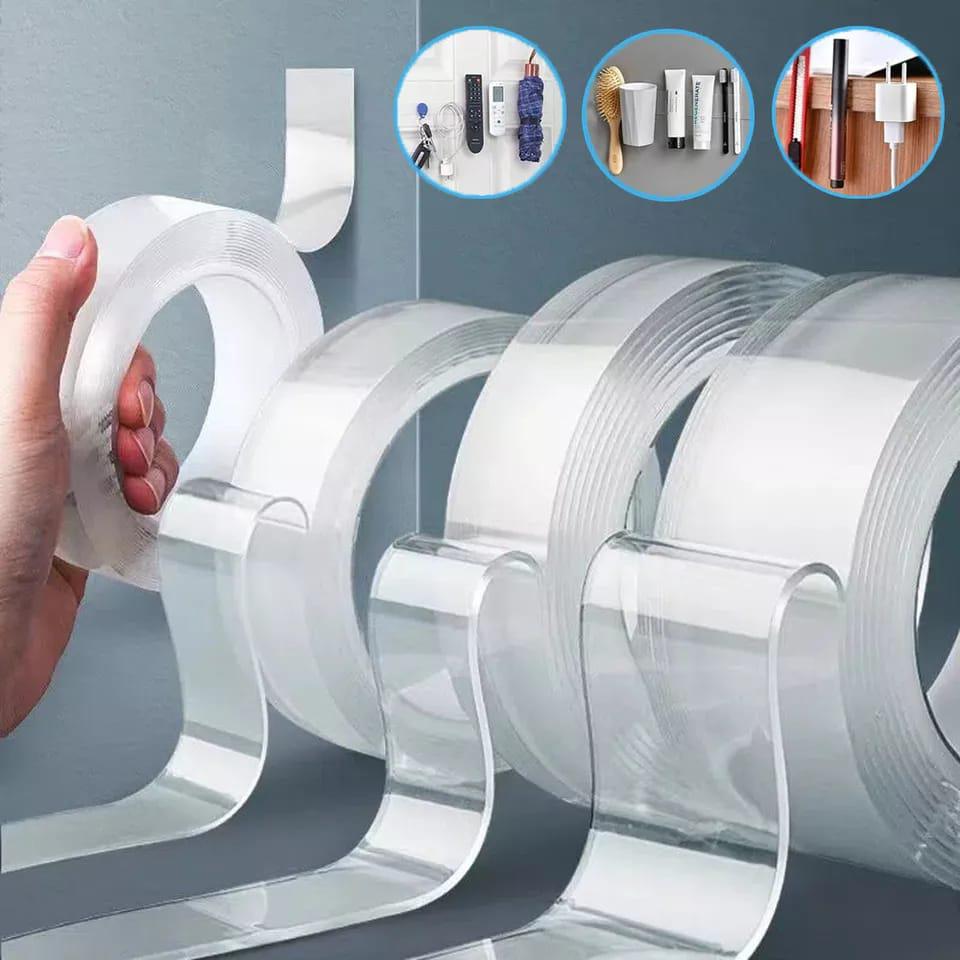 Double-Sided Magic Nano Tape – 2mm Strong Self-Adhesive Multipurpose Washable Mounting Tape for Home, Office, Kitchen, Bathroom, Walls, Décor and Everyday Household Organization