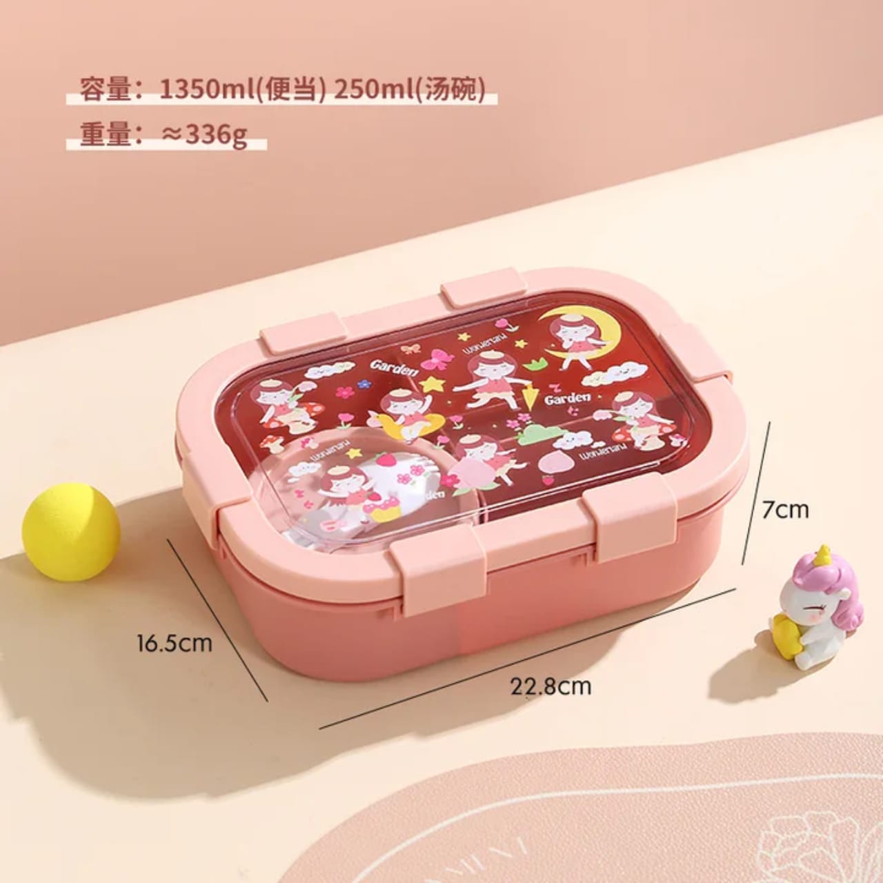4-Compartment Bento Lunch Box with Spoon – Leak-Proof Food Container with Snap-Lock Lid, Multi-Section Meal Storage Box for Packing Lunch, Snacks, Fruits and Different Foods Separately