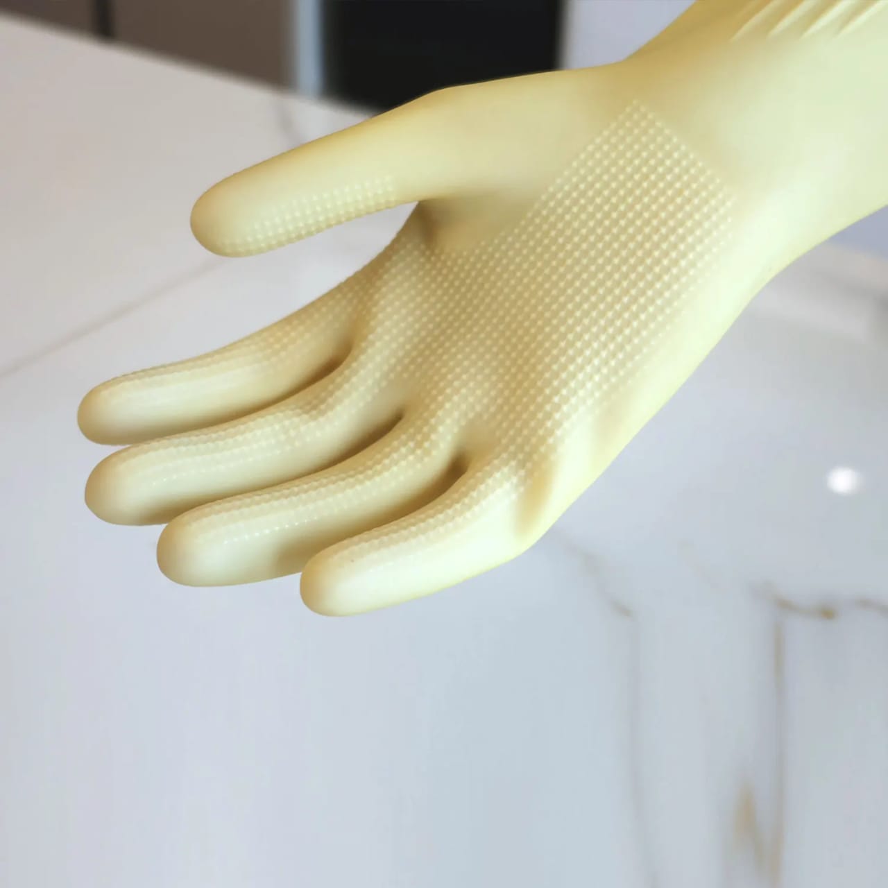 1 Pair Reusable Latex Household Cleaning Gloves – Rubber Flock-Lined Protective Gloves for Washing, Painting, Gardening, Pet Care and Kitchen Chores, Hypoallergenic Design for Everyday Use
