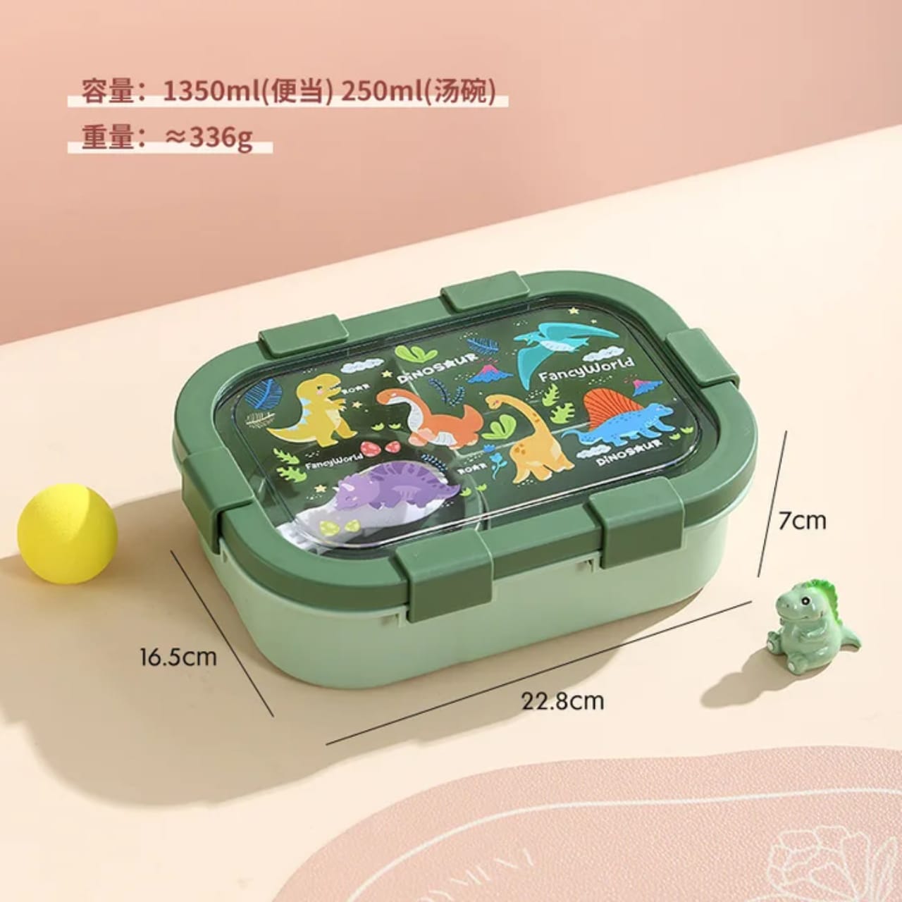 4-Compartment Bento Lunch Box with Spoon – Leak-Proof Food Container with Snap-Lock Lid, Multi-Section Meal Storage Box for Packing Lunch, Snacks, Fruits and Different Foods Separately