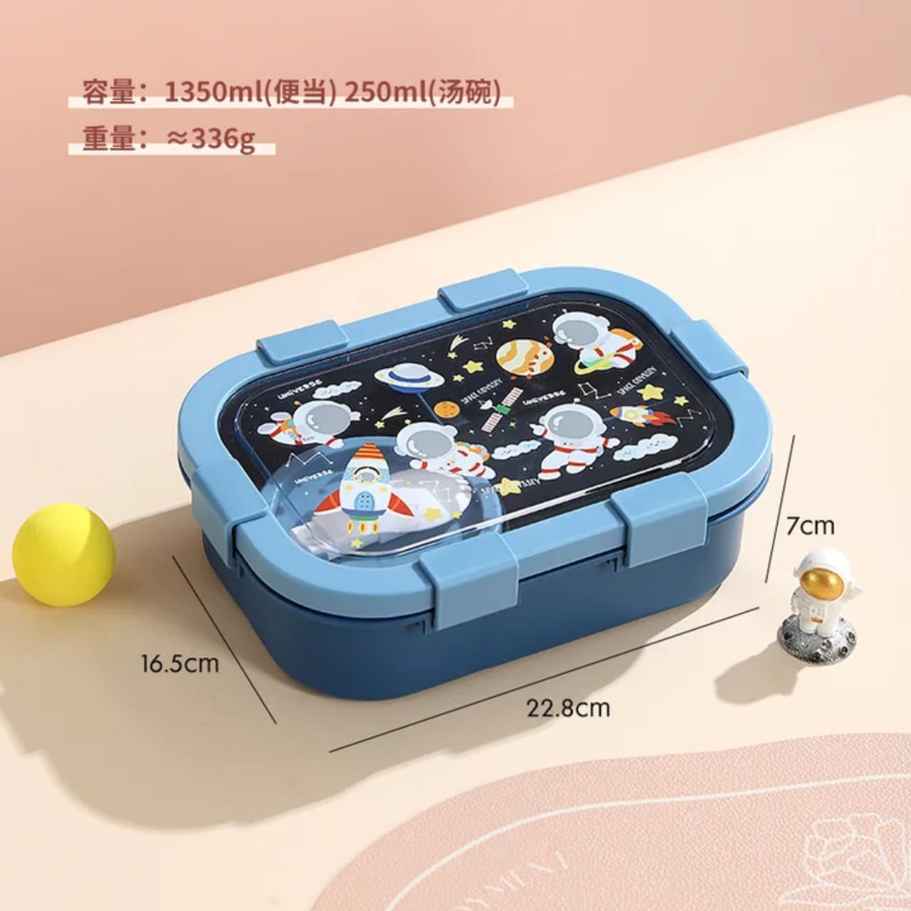 4-Compartment Bento Lunch Box with Spoon – Leak-Proof Food Container with Snap-Lock Lid, Multi-Section Meal Storage Box for Packing Lunch, Snacks, Fruits and Different Foods Separately