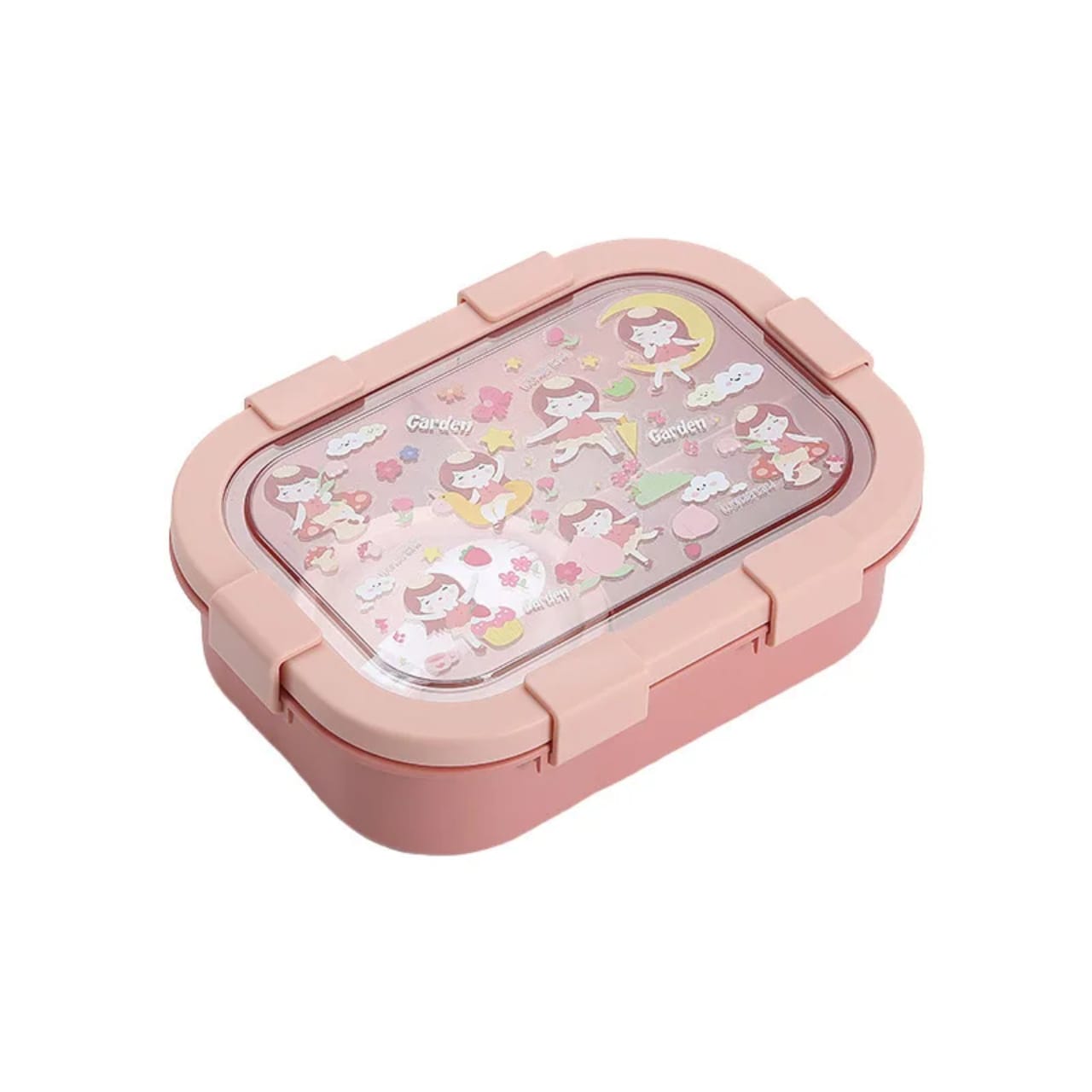 4-Compartment Bento Lunch Box with Spoon – Leak-Proof Food Container with Snap-Lock Lid, Multi-Section Meal Storage Box for Packing Lunch, Snacks, Fruits and Different Foods Separately