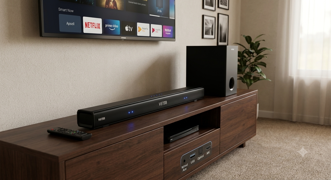 VITRON V61SB SOUNDBAR SYSTEM 12000W PMPO DEEP BASS WIRED AUX USB BLUETOOTH OPTICAL ARC.