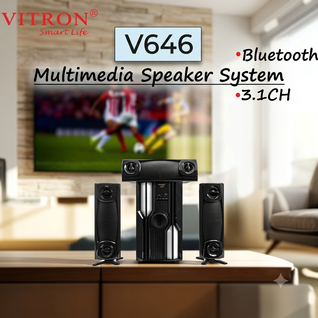 Vitron V646 3.1CH X-Bass Home Theatre System AC/DC Bluetooth Woofer Speaker System Subwoofer Home Audio System USB SD MP3 FM Radio 10000W-1 year warrant