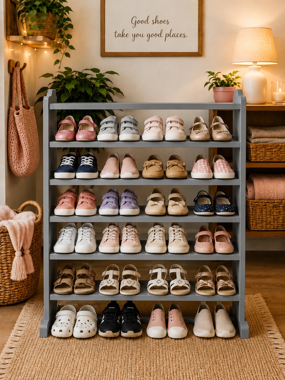 [SUPERIOR QUALITY]  Offer price 6 layers Wooden Shoe Rack Economical Shoe Shelf Simple Shoe Cabinet Multi-layer Assembly Door Dormitory Organizer Shoe Storage Rack as picture.