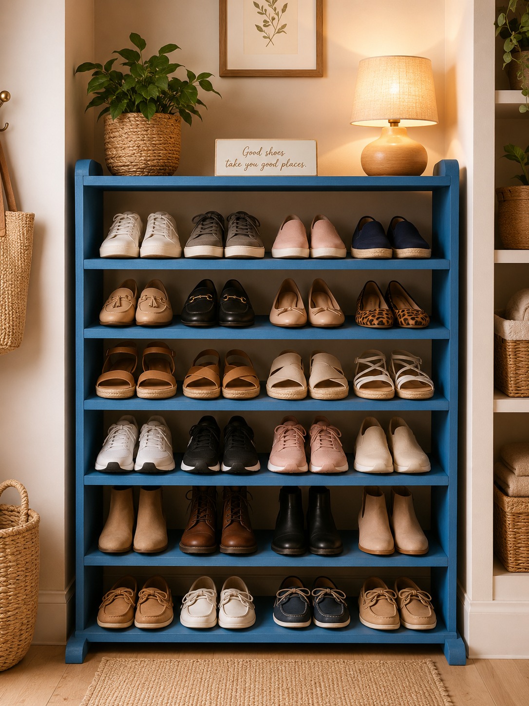 [SUPERIOR QUALITY]  Offer price 6 layers Wooden Shoe Rack Economical Shoe Shelf Simple Shoe Cabinet Multi-layer Assembly Door Dormitory Organizer Shoe Storage Rack as picture.