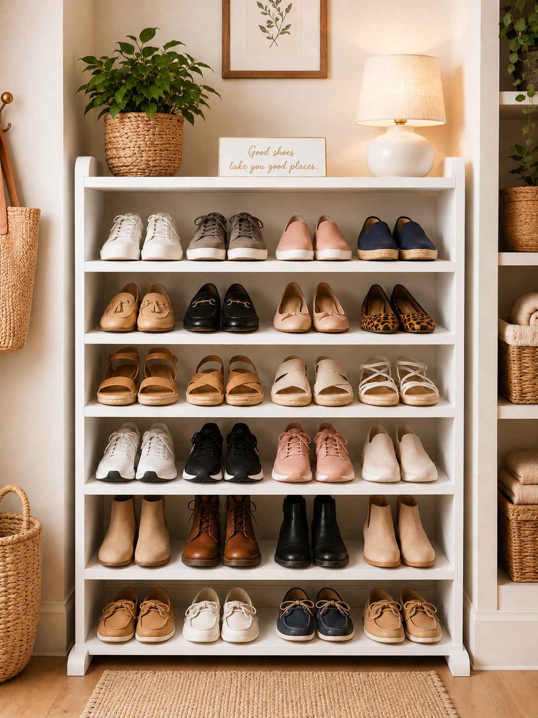 [SUPERIOR QUALITY]  Offer price 6 layers Wooden Shoe Rack Economical Shoe Shelf Simple Shoe Cabinet Multi-layer Assembly Door Dormitory Organizer Shoe Storage Rack as picture.