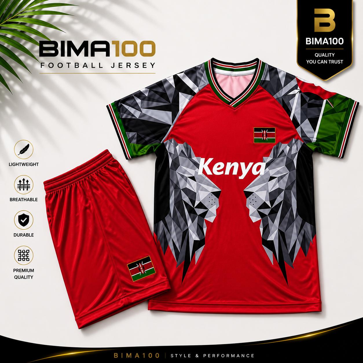 Premium Kenya football KIDS jersey and shorts set made from breathable, lightweight, quick-dry fabric for maximum comfort during training, matches, fitness, and everyday sportswear