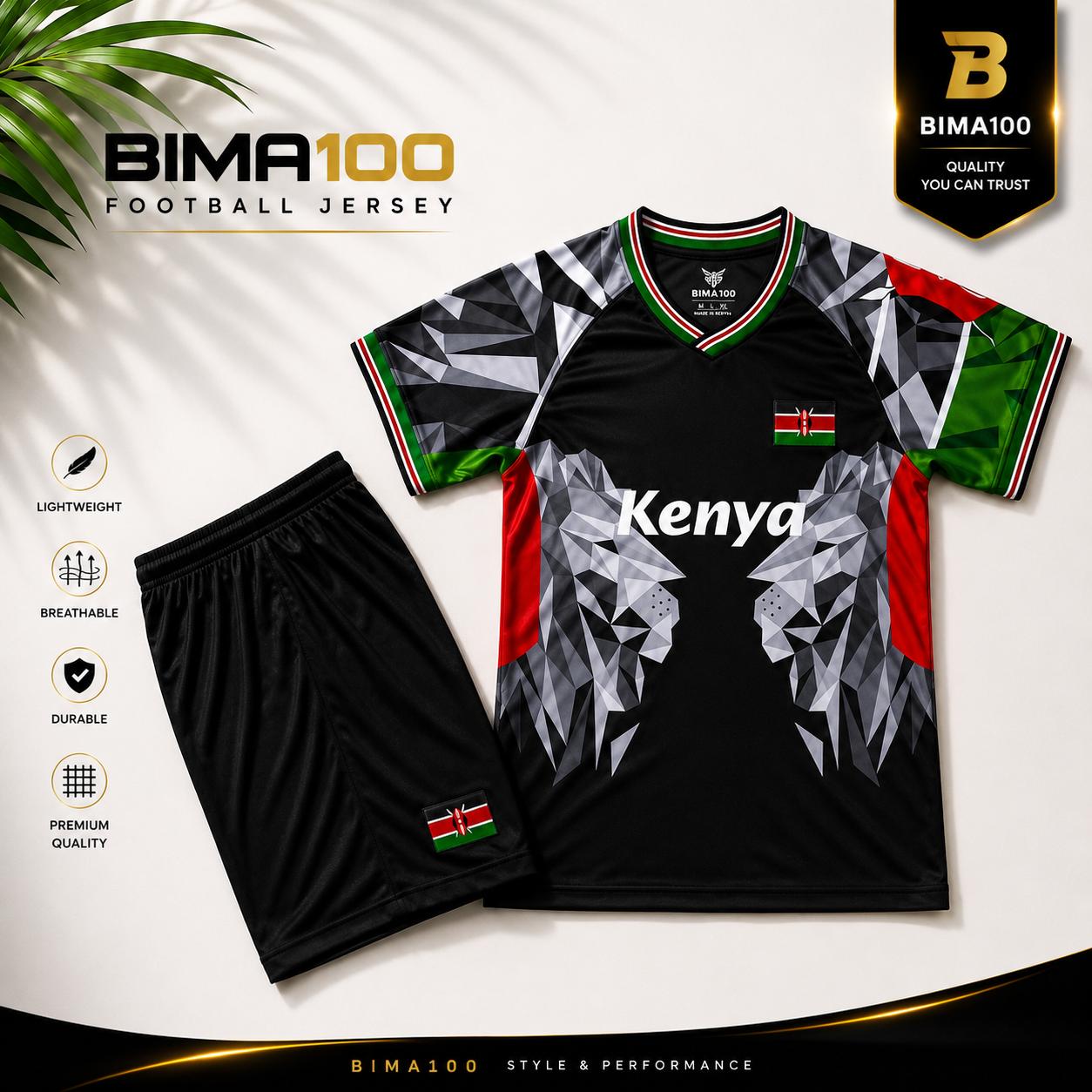 Premium Kenya football KIDS jersey and shorts set made from breathable, lightweight, quick-dry fabric for maximum comfort during training, matches, fitness, and everyday sportswear