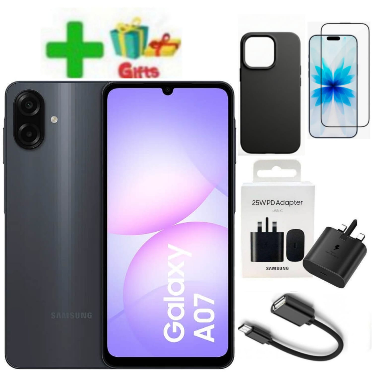 [Limited Offer] New Arrival Samsung Galaxy A07 64GB+4GB MTK Helio G99 6.7" 90Hz 50MP Dual Camera 5000mAh 25W Type-C Charge Android 15 Smart PhoneSide Fingerprint phone 24 MONTHS WARRANTY+FREE GIFTS