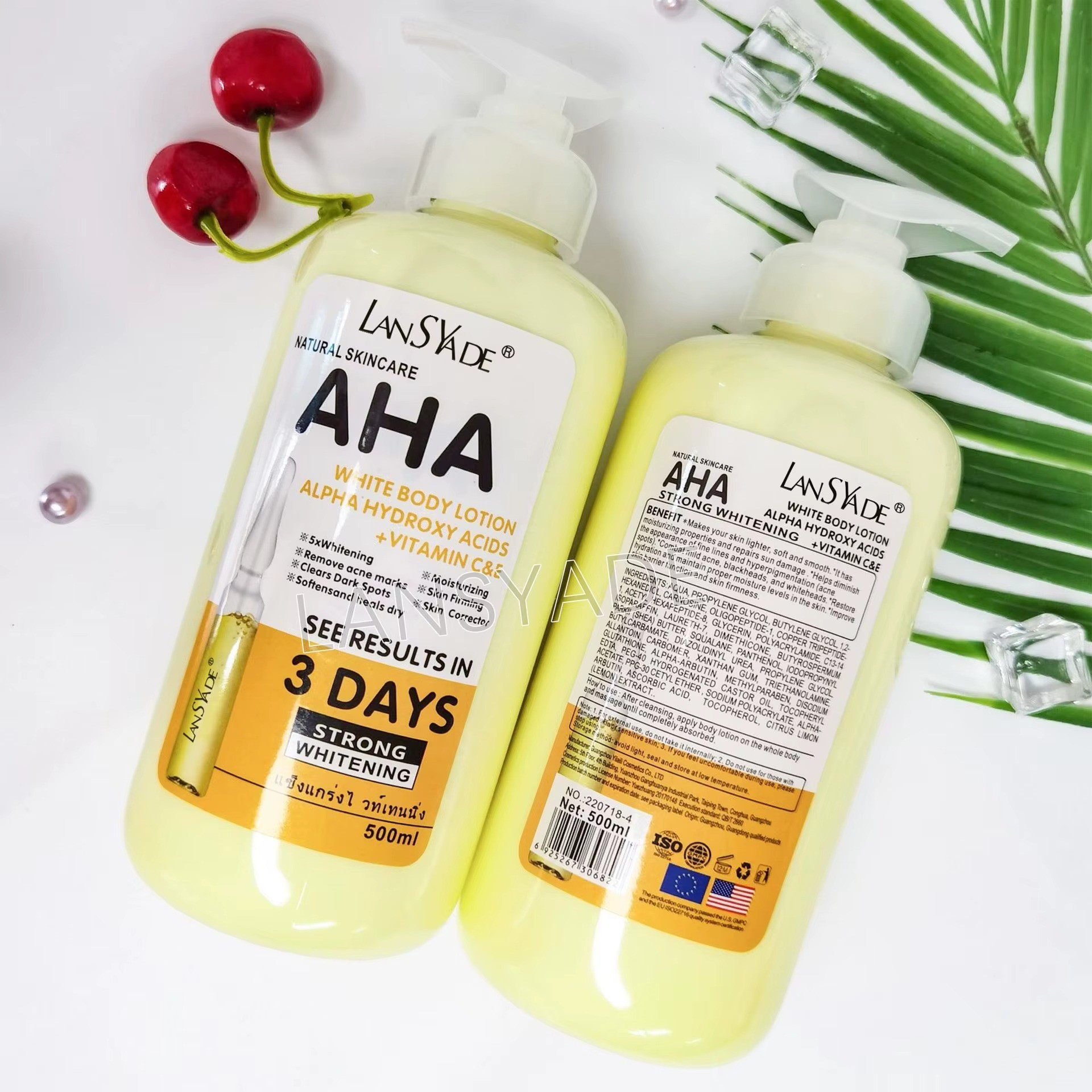 AHA LansYade Fruit Acid Vitamin C & Vitamin E Skin Moisturizing Body Lotion 500ml.