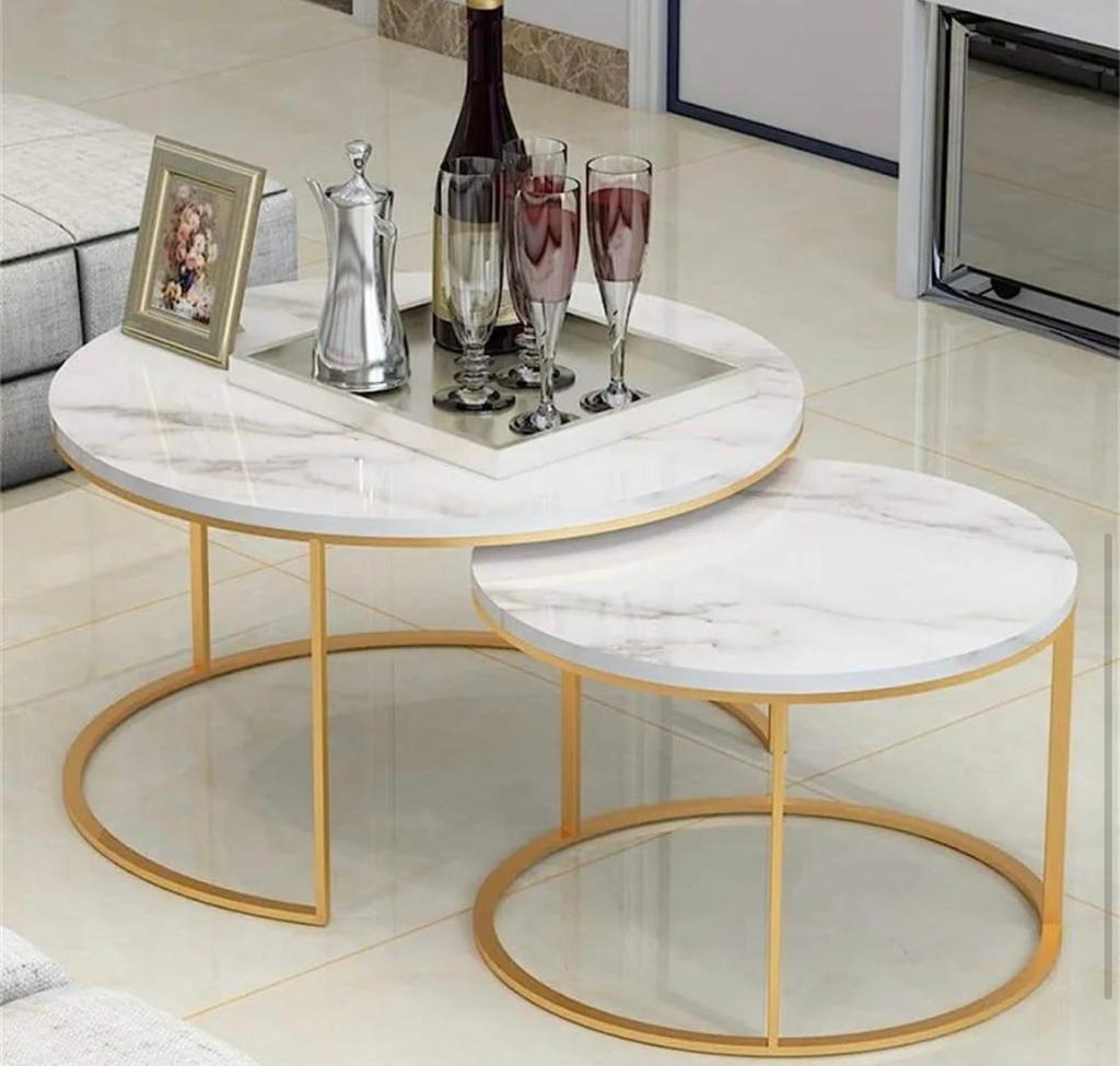 ♦️GLASS MARBLE NESTING TABLE
▫️Elegant Nordic luxury nesting coffee table set
▫️Modern 2-in-1 design with large and small tables that fit neatly together
▫️Premium marble-textured tabletop.