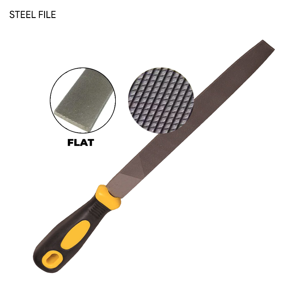Steel File Flat 10 Inch Flat Hand File with High Carbon Hardened Steel Ergonomic Grip Plastic Handle Flat File ideal for Sharpening Wood Metal Plastic