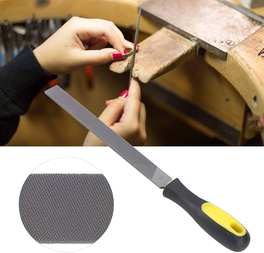 Steel File Flat 10 Inch Flat Hand File with High Carbon Hardened Steel Ergonomic Grip Plastic Handle Flat File ideal for Sharpening Wood Metal Plastic