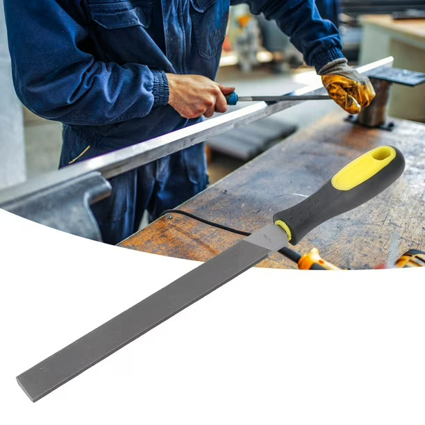 Steel File Flat 10 Inch Flat Hand File with High Carbon Hardened Steel Ergonomic Grip Plastic Handle Flat File ideal for Sharpening Wood Metal Plastic