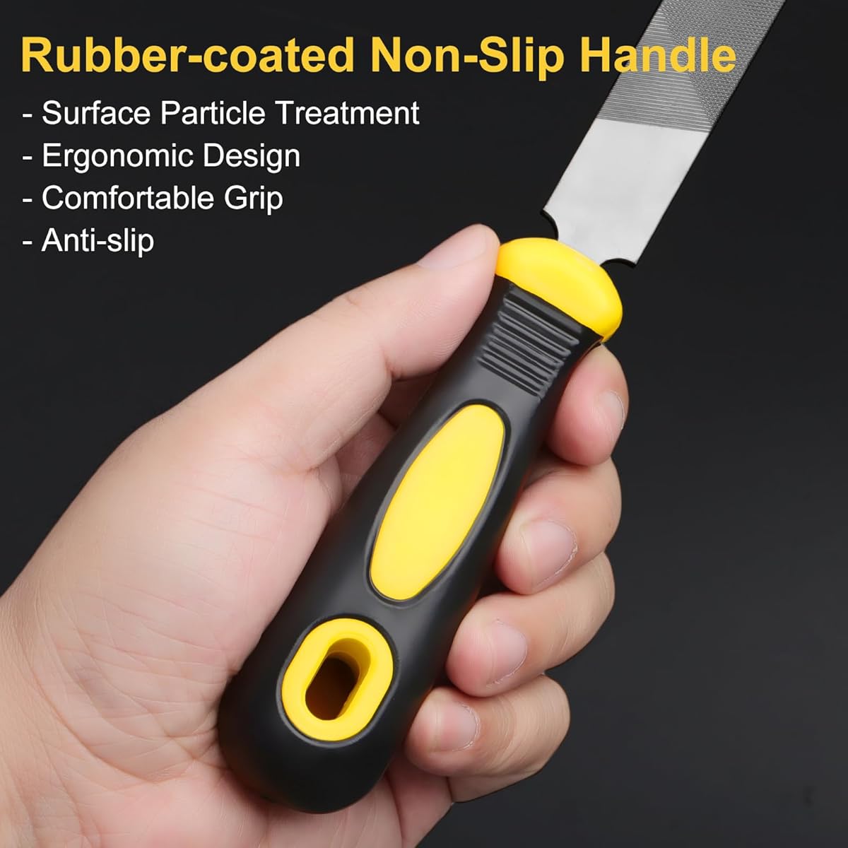 Steel File Flat 10 Inch Flat Hand File with High Carbon Hardened Steel Ergonomic Grip Plastic Handle Flat File ideal for Sharpening Wood Metal Plastic