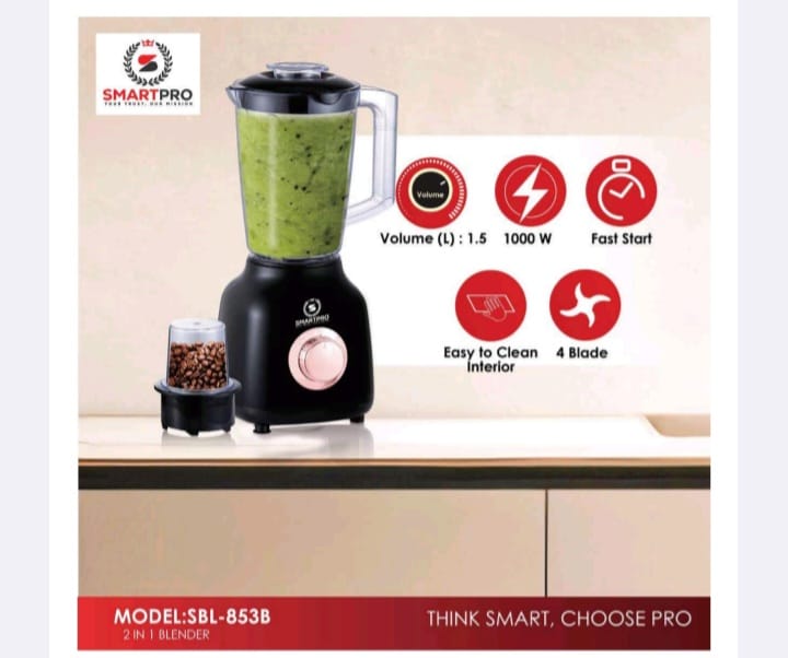 TODAY'S OFFER Brand New Classy  Quality Durable SmartPro blender 1.5L jug capacity ..Designed With Durability and Functionality,featuring a large 1.5L capacity jar