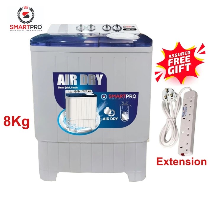 SmartPro 8kg Twin-tub Washing Machine SWM-08TT (1YR WARRANTY) PLUS FREE POWER EXTENSION