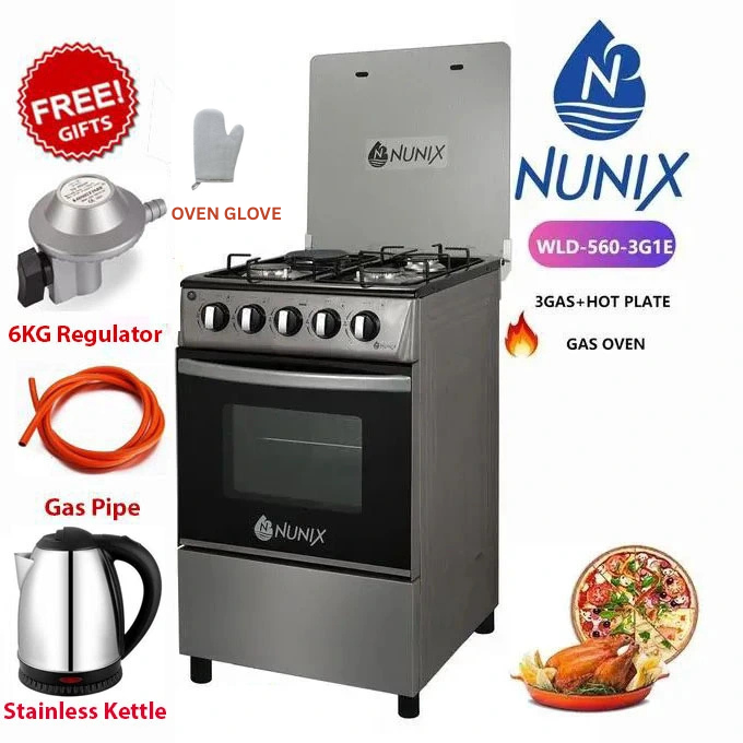 CLEARANCE OFFER New model 50*55 nunix 3 gas 1 electric hot plate  standing cooker with gas oven PLUS FREE GIFTS
