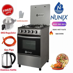 CLEARANCE OFFER New model 50*55 nunix 3 gas 1 electric hot plate  standing cooker with gas oven PLUS FREE GIFTS