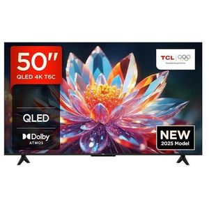 TCL 50 Inch 50T6C  QLED 4K HDR Smart TV with Dolby Vision and Atmos, HDR10+, Press and Ask Alexa (2025) +FREE TV GUARD AND WALL MOUNT-1 Year Warranty