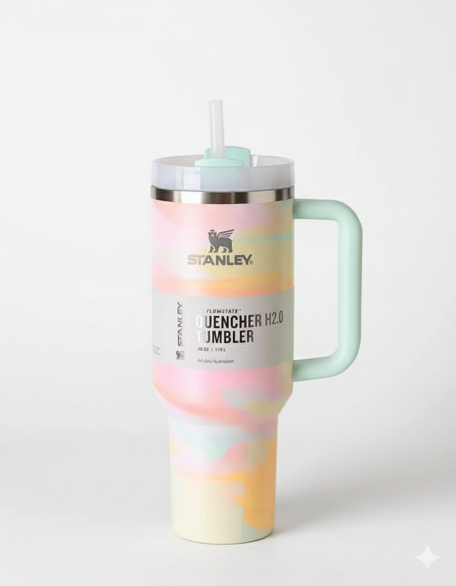Stanley cup, marble, stanely cup,Quencher H2.0 Tumbler Cup – 40oz Stainless Steel Insulated Travel Mug with Handle & Straw – Hot & Cold Drinks